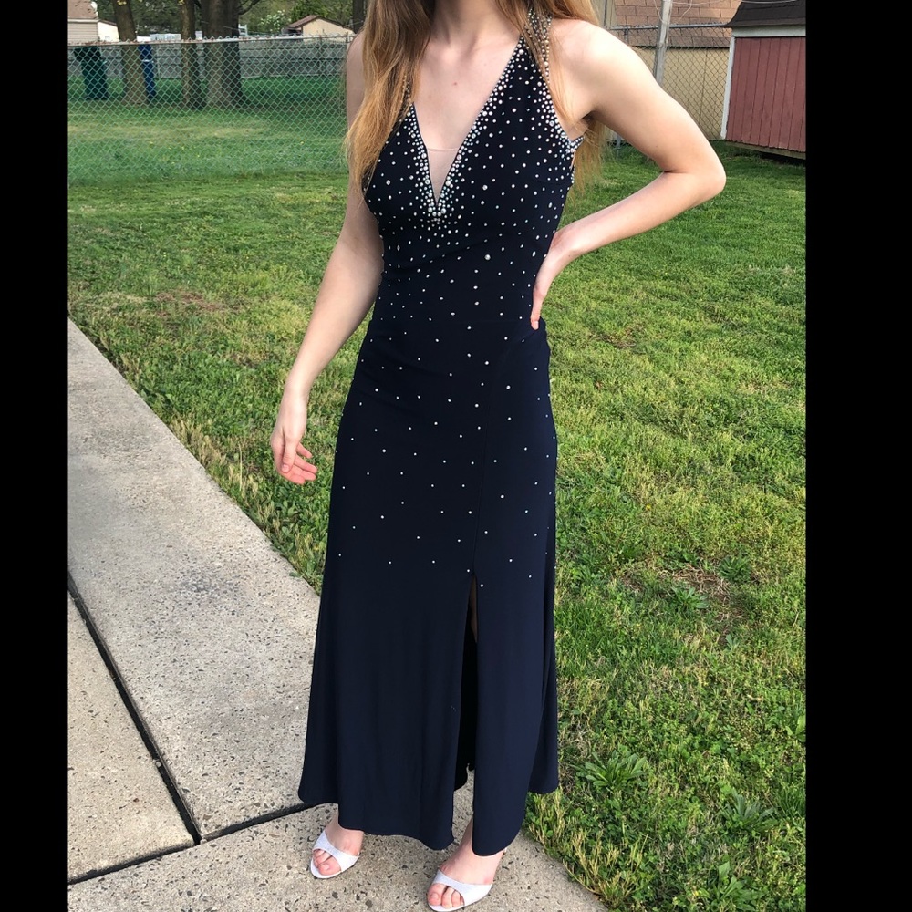 Blue rhinestone dress